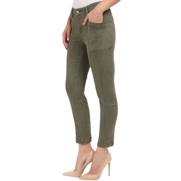 Liverpool Kylie Cropped Zip Ankle Cargo Pant In Olive Night - Picture 14 of 16
